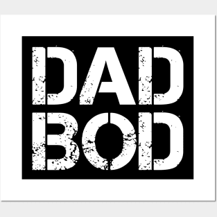 Dad Bod Rough Strong 90s White Stencil Text Posters and Art